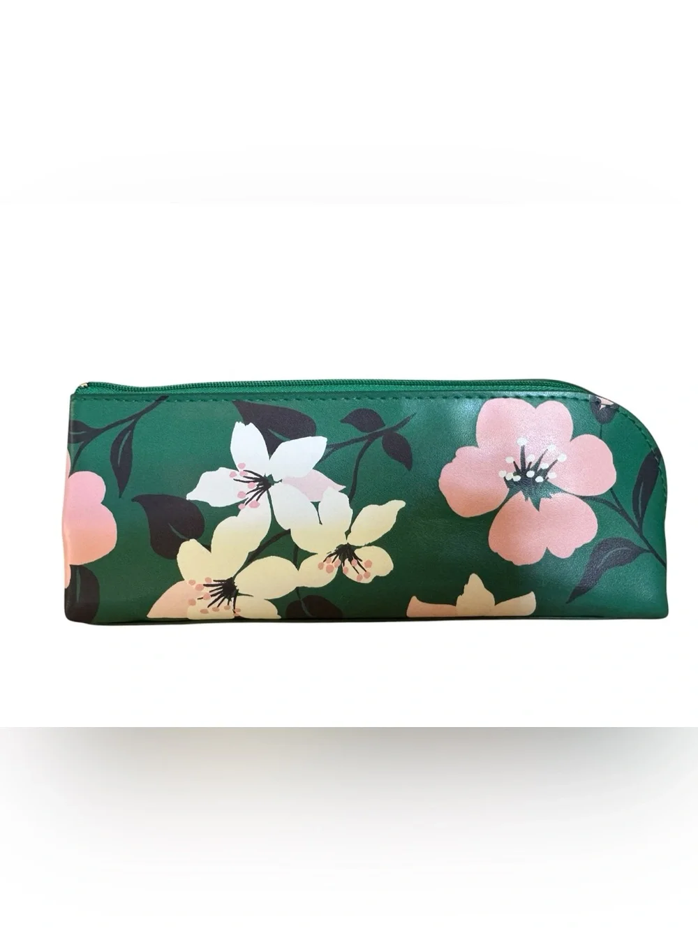 Kate Spade Green Floral Garden Pencil Case Cosmetic Travel Bag NWT